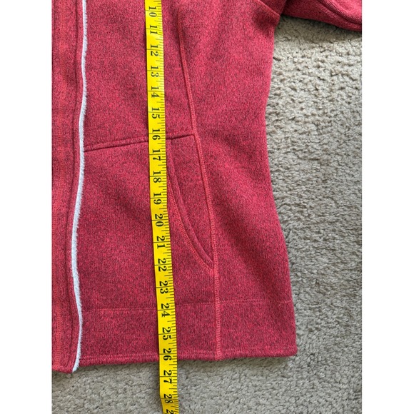 The North Face Hoodie Womens Large Fleece Jacket Red Heathered Full Zip - Picture 7 of 8